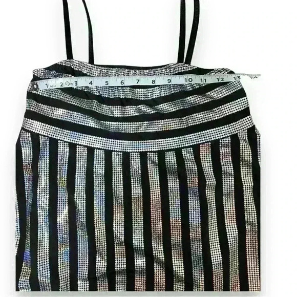 Dance Lyrical Jazz Tap Costume Size Large Adult Silver and Black - Picture 4 of 11